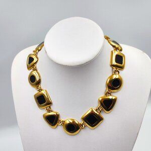 Modern Black & Gold Geometric Necklace